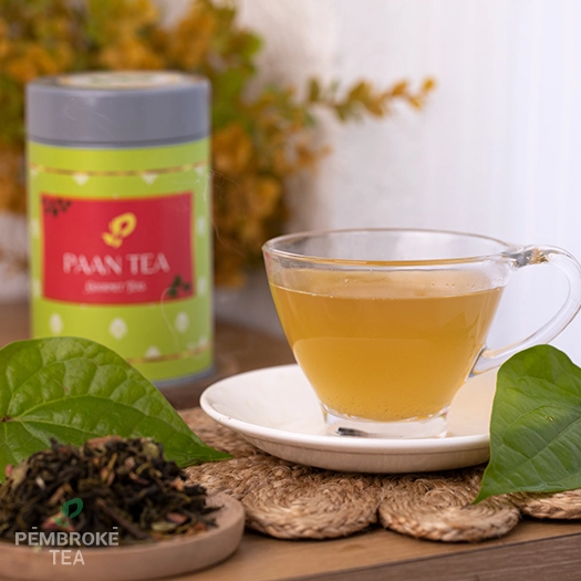 Unique fusion tea with the refreshing flavor of paan (betel leaves) blended into aromatic tea leaves