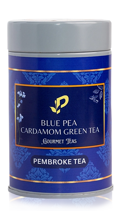 Blue pea and cardamom herbal tea offering vibrant color and soothing herbal flavor