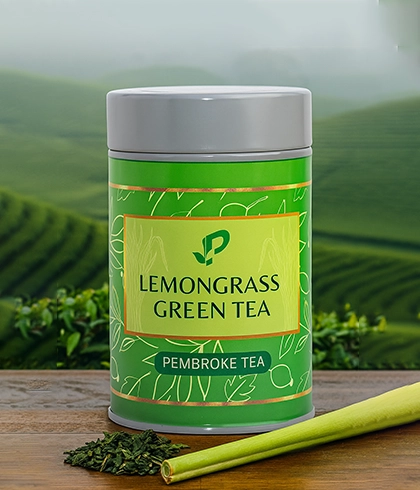 Green tea infused with fresh lemongrass offering citrus aroma, antioxidant properties,digestive support