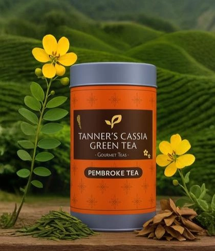 Tanner’s cassia leaves blended with green tea for aiding digestion & traditional medicinal benefits.